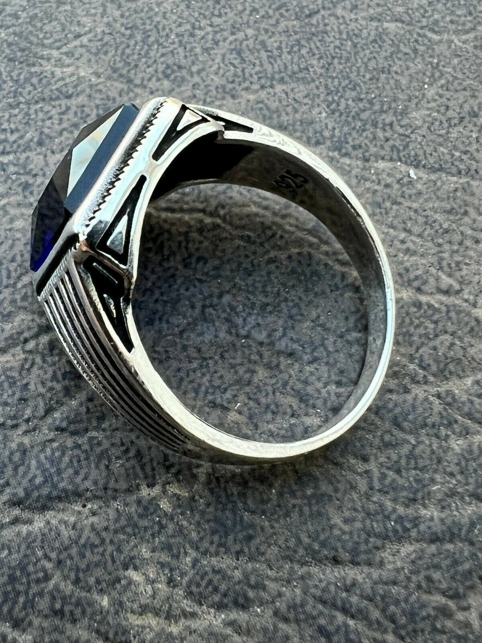 Mens Real Solid 925 Sterling Silver Dark Navy Blue Sapphire Stone Ring Size 7-13 13 Mens Real Solid 925 Sterling Silver Dark Navy Blue Sapphire Stone Ring Size 7-13 - Image 11