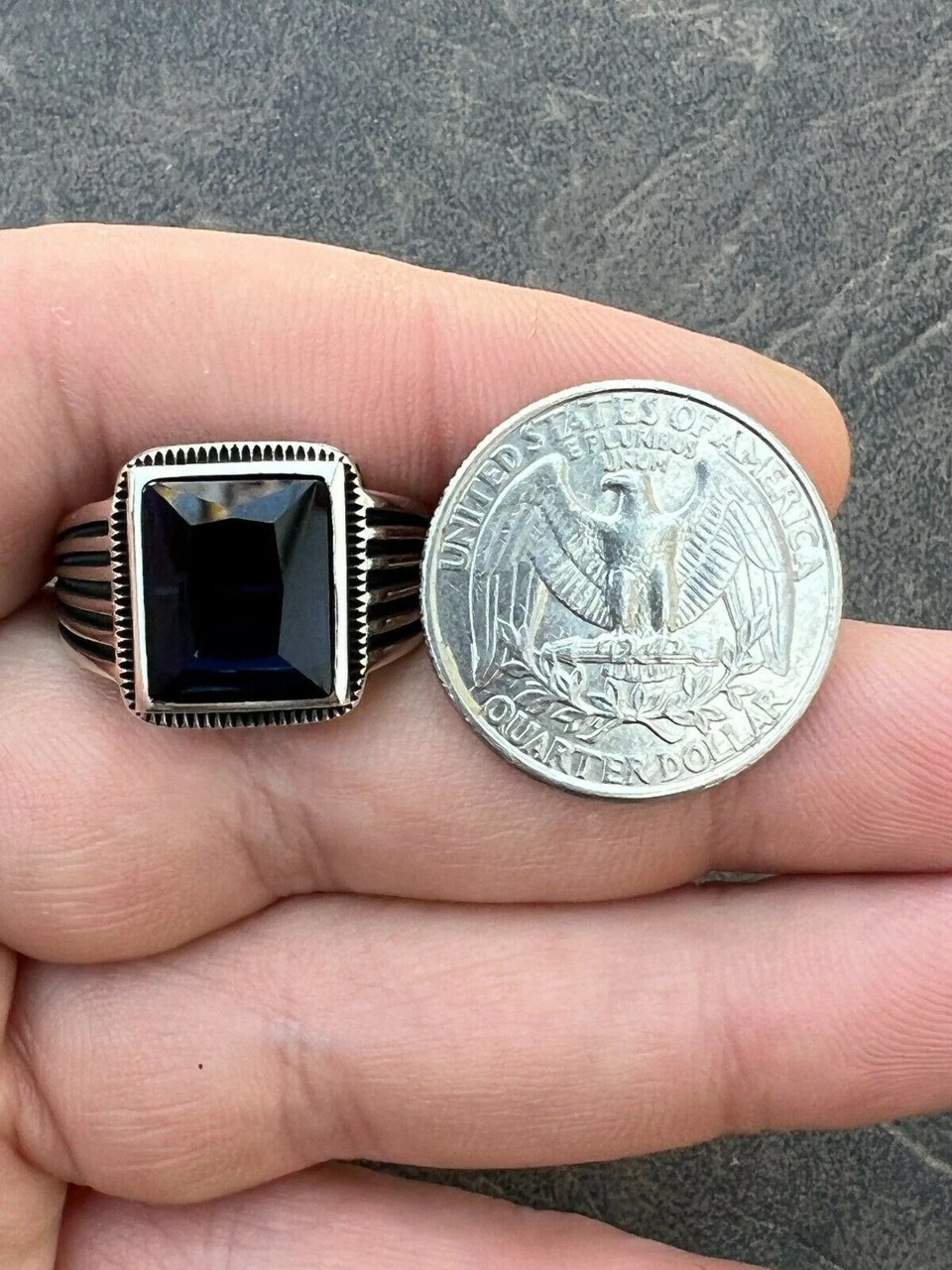 Mens Real Solid 925 Sterling Silver Dark Navy Blue Sapphire Stone Ring Size 7-13 14 Mens Real Solid 925 Sterling Silver Dark Navy Blue Sapphire Stone Ring Size 7-13 - Image 12