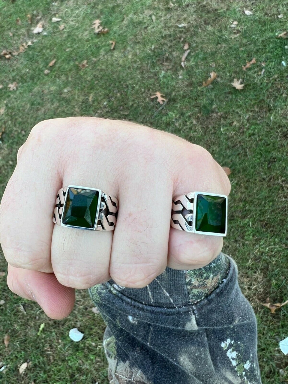 Mens Real Solid 925 Sterling Silver Green Emerald Gem Stone Ring Pinky Signet 11 Mens Real Solid 925 Sterling Silver Green Emerald Gem Stone Ring Pinky Signet - Image 9