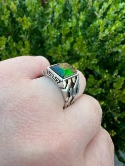 Mens Real Solid 925 Sterling Silver Green Emerald Gem Stone Ring Pinky Signet 19 Mens Real Solid 925 Sterling Silver Green Emerald Gem Stone Ring Pinky Signet -Harlem Bling Shop mens real solid 925 sterling silver green emerald gem stone ring pinky signet 46816.1664358957