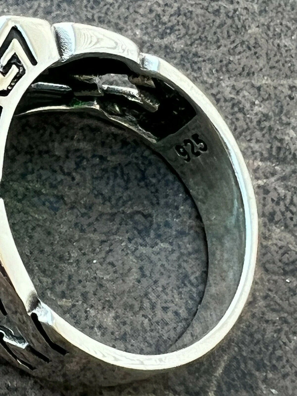 Mens Real Solid 925 Sterling Silver Green Emerald Gem Stone Ring Pinky Signet 12 Mens Real Solid 925 Sterling Silver Green Emerald Gem Stone Ring Pinky Signet - Image 10