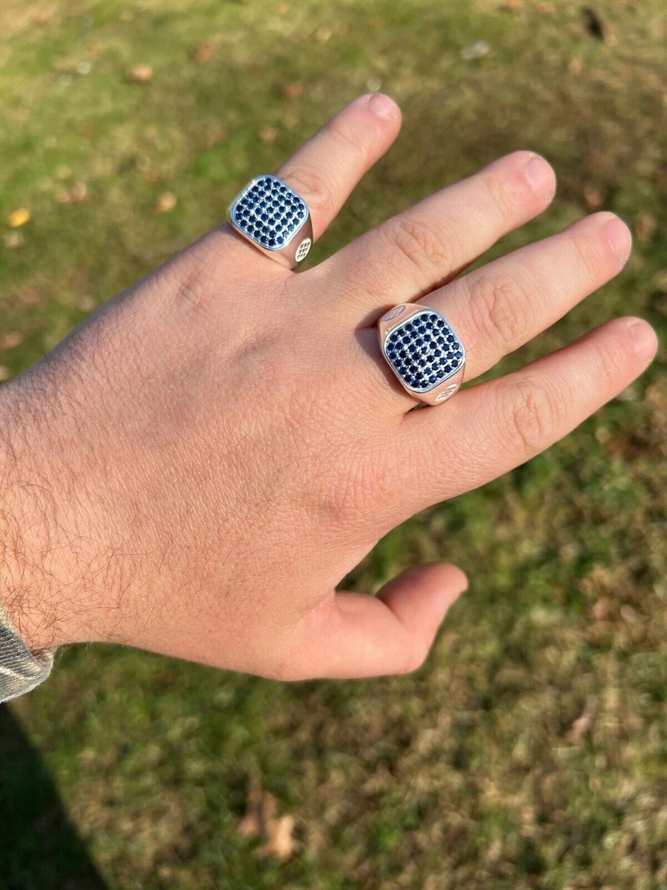 Mens Real Solid 925 Sterling Silver Iced Blue Sapphire Stone Ring Hip Hop 7-13 7 Mens Real Solid 925 Sterling Silver Iced Blue Sapphire Stone Ring Hip Hop 7-13 - Image 5