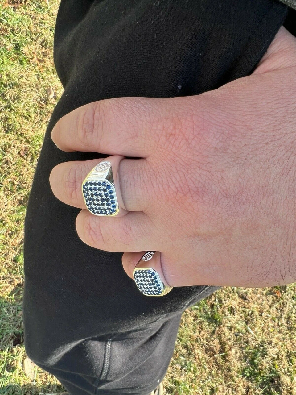 Mens Real Solid 925 Sterling Silver Iced Blue Sapphire Stone Ring Hip Hop 7-13 11 Mens Real Solid 925 Sterling Silver Iced Blue Sapphire Stone Ring Hip Hop 7-13 - Image 9