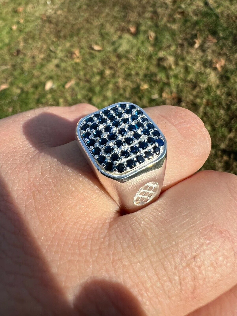 Mens Real Solid 925 Sterling Silver Iced Blue Sapphire Stone Ring Hip Hop 7-13 12 Mens Real Solid 925 Sterling Silver Iced Blue Sapphire Stone Ring Hip Hop 7-13 - Image 10