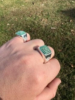 Mens Real Solid 925 Sterling Silver Iced Green Emerald Stone Ring Hip Hop 7-13 -Harlem Bling Shop mens real solid 925 sterling silver iced green emerald stone ring hip hop 7 13 34427.1664360322