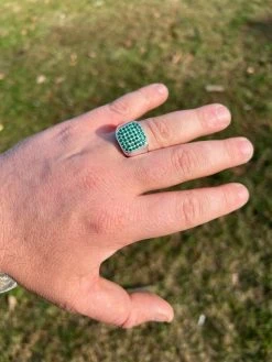 Mens Real Solid 925 Sterling Silver Iced Green Emerald Stone Ring Hip Hop 7-13 -Harlem Bling Shop mens real solid 925 sterling silver iced green emerald stone ring hip hop 7 13 37276.1664362039