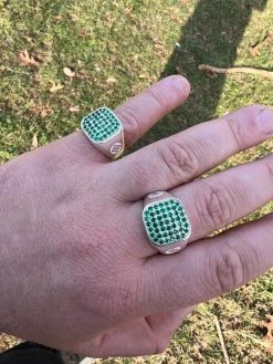Mens Real Solid 925 Sterling Silver Iced Green Emerald Stone Ring Hip Hop 7-13 -Harlem Bling Shop mens real solid 925 sterling silver iced green emerald stone ring hip hop 7 13 45257.1664361974