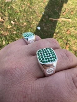 Mens Real Solid 925 Sterling Silver Iced Green Emerald Stone Ring Hip Hop 7-13 -Harlem Bling Shop mens real solid 925 sterling silver iced green emerald stone ring hip hop 7 13 84989.1664355739