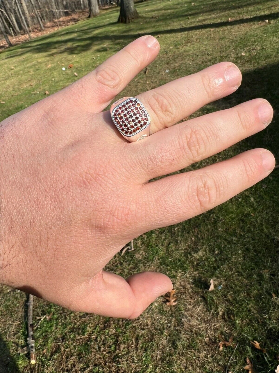 Mens Real Solid 925 Sterling Silver Iced Red Ruby Stone Ring Hip Hop Size 7-13 4 Mens Real Solid 925 Sterling Silver Iced Red Ruby Stone Ring Hip Hop Size 7-13 - Image 2