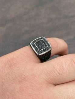 Mens Real Solid 925 Sterling Silver Oxidized Ring Black Diamond Iced Hip Hop 16 Mens Real Solid 925 Sterling Silver Oxidized Ring Black Diamond Iced Hip Hop -Harlem Bling Shop mens real solid 925 sterling silver oxidized ring black diamond iced hip hop 45480.1664399046