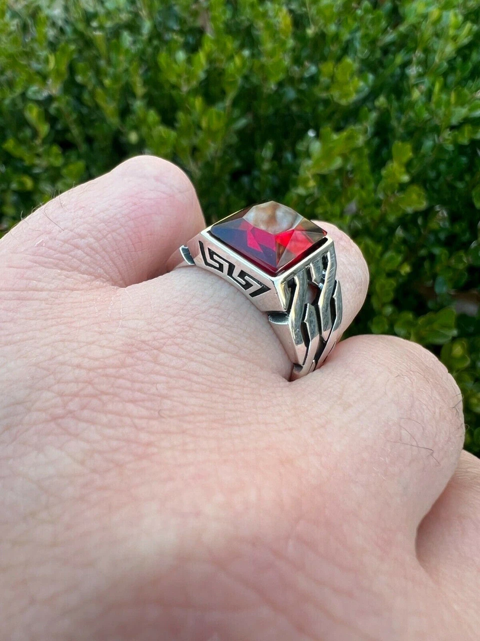 Mens Real Solid 925 Sterling Silver Red Ruby Gem Stone Ring Sz 7-13 Pinky Signet 9 Mens Real Solid 925 Sterling Silver Red Ruby Gem Stone Ring Sz 7-13 Pinky Signet - Image 7