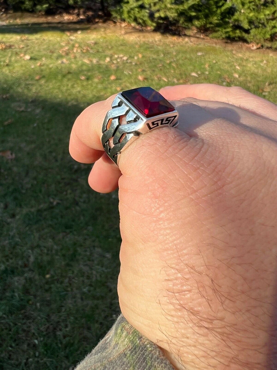 Mens Real Solid 925 Sterling Silver Red Ruby Gem Stone Ring Sz 7-13 Pinky Signet 6 Mens Real Solid 925 Sterling Silver Red Ruby Gem Stone Ring Sz 7-13 Pinky Signet - Image 4