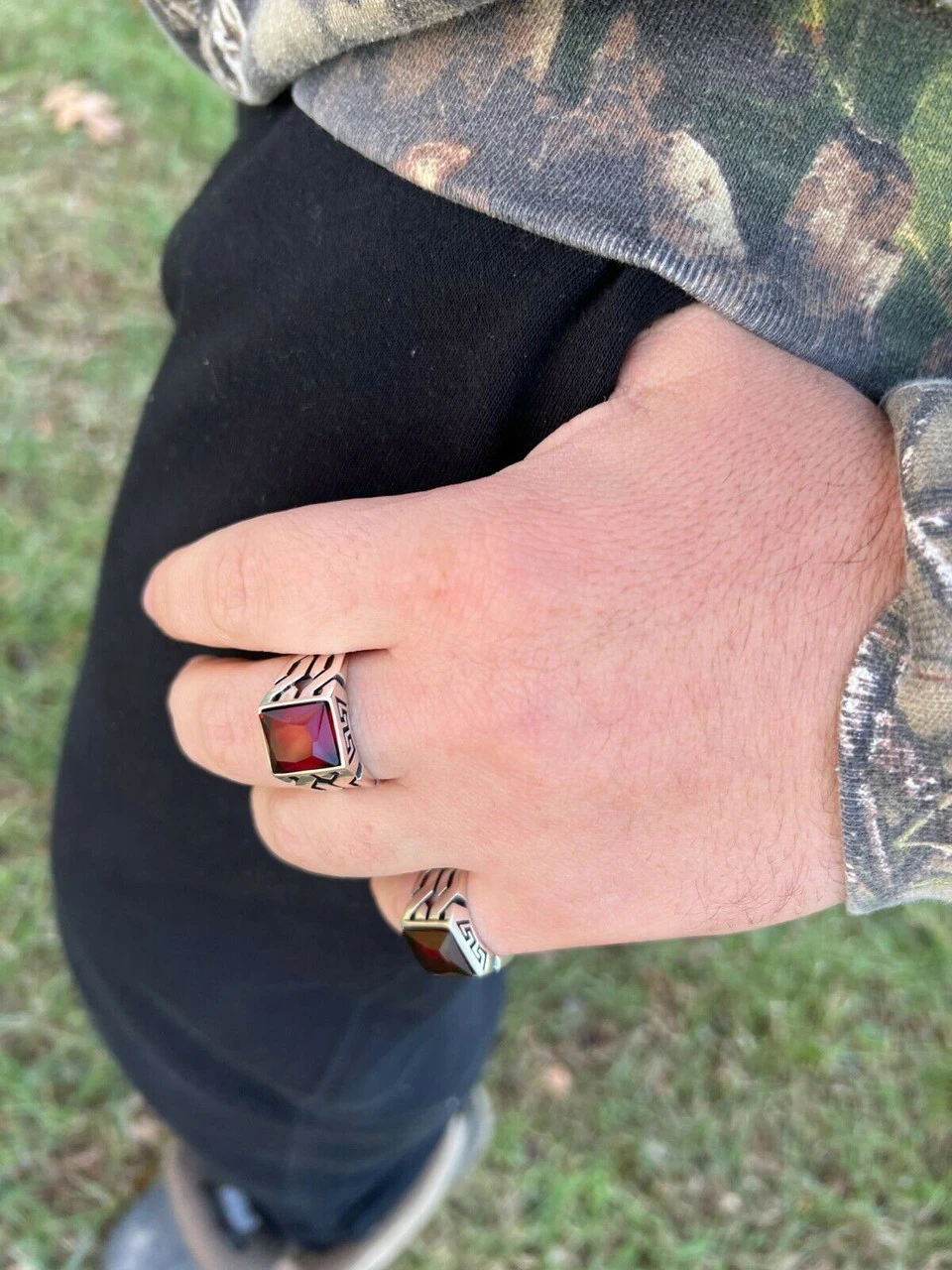 Mens Real Solid 925 Sterling Silver Red Ruby Gem Stone Ring Sz 7-13 Pinky Signet 7 Mens Real Solid 925 Sterling Silver Red Ruby Gem Stone Ring Sz 7-13 Pinky Signet - Image 5