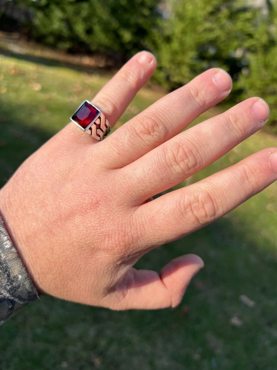 Mens Real Solid 925 Sterling Silver Red Ruby Gem Stone Ring Sz 7-13 Pinky Signet 11 Mens Real Solid 925 Sterling Silver Red Ruby Gem Stone Ring Sz 7-13 Pinky Signet - Image 9