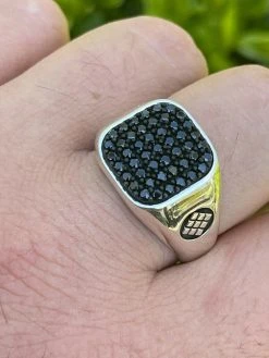 Mens Real Solid 925 Sterling Silver Ring Iced Black Diamond Size 7 8 9 10 11 12 -Harlem Bling Shop mens real solid 925 sterling silver ring iced black diamond size 7 8 9 10 11 12 54105.1664397555