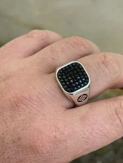 Mens Real Solid 925 Sterling Silver Ring Iced Black Diamond Size 7 8 9 10 11 12 -Harlem Bling Shop mens real solid 925 sterling silver ring iced black diamond size 7 8 9 10 11 12 90925.1664396381