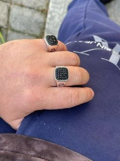 Mens Real Solid 925 Sterling Silver Ring Iced Black Diamond Size 7 8 9 10 11 12 -Harlem Bling Shop mens real solid 925 sterling silver ring iced black diamond size 7 8 9 10 11 12 92702.1664393218