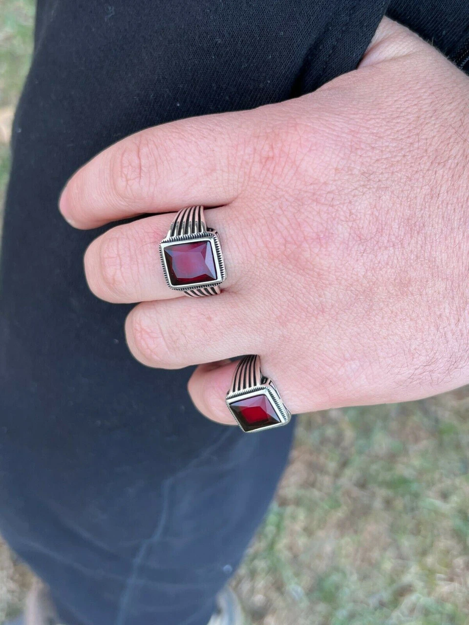 Mens Real Solid 925 Sterling Silver Ruby Red Stone Ring Size 7 8 9 10 11 12 13 9 Mens Real Solid 925 Sterling Silver Ruby Red Stone Ring Size 7 8 9 10 11 12 13 - Image 7