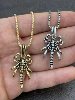 Mens Real Solid 925 Sterling Silver Scorpion Pendant Gold Necklace Scorpio Charm