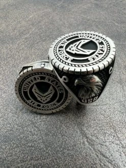 Mens Real Solid 925 Sterling Silver US Air Force Military Army Ring Size 7-13 -Harlem Bling Shop mens real solid 925 sterling silver us air force military army ring size 7 13 82679.1664357389