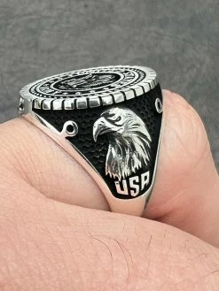 Mens Real Solid 925 Sterling Silver US Army Military Ring United States Sz 7-13 -Harlem Bling Shop mens real solid 925 sterling silver us army military ring united states sz 7 13 49609.1664357464