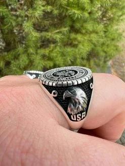 Mens Real Solid 925 Sterling Silver US Navy Military Sailor Army Ring Size 7-13 -Harlem Bling Shop mens real solid 925 sterling silver us navy military sailor army ring size 7 13 48202.1664359181