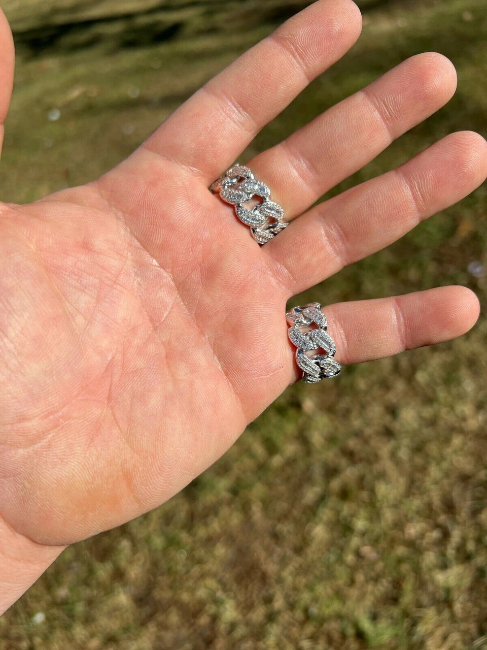 Miami Cuban RING Real Solid 925 Silver Band Pinky Hip Hop Iced Baguette Diamond 5 Miami Cuban RING Real Solid 925 Silver Band Pinky Hip Hop Iced Baguette Diamond - Image 3