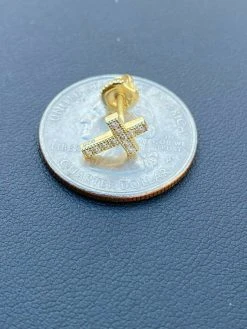 MOISSANITE 14k Gold Vermeil Small Cross Earrings Studs Iced Pass Diamond Tester 21 MOISSANITE 14k Gold Vermeil Small Cross Earrings Studs Iced Pass Diamond Tester -Harlem Bling Shop moissanite 14k gold vermeil small cross earrings studs iced pass diamond tester 14413.1664359186