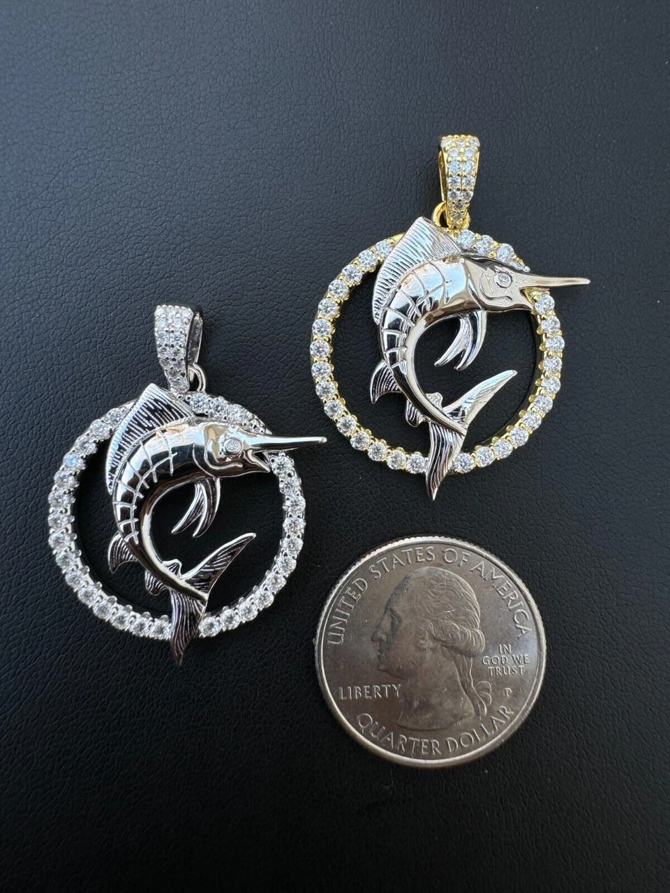 MOISSANITE 925 Silver / Gold Iced Swordfish Fishing Pendant Marlin Fish Necklace 8 MOISSANITE 925 Silver / Gold Iced Swordfish Fishing Pendant Marlin Fish Necklace - Image 6
