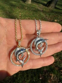 MOISSANITE 925 Silver / Gold Iced Swordfish Fishing Pendant Marlin Fish Necklace 26 MOISSANITE 925 Silver / Gold Iced Swordfish Fishing Pendant Marlin Fish Necklace -Harlem Bling Shop moissanite 925 silver gold iced swordfish fishing pendant marlin fish necklace 02014.1702443301