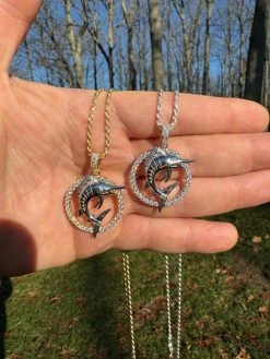 MOISSANITE 925 Silver / Gold Iced Swordfish Fishing Pendant Marlin Fish Necklace 40 MOISSANITE 925 Silver / Gold Iced Swordfish Fishing Pendant Marlin Fish Necklace -Harlem Bling Shop moissanite 925 silver gold iced swordfish fishing pendant marlin fish necklace 54572.1702443311