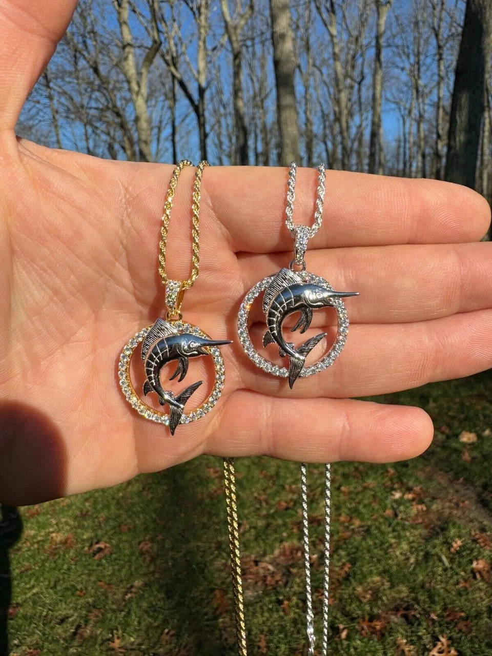 MOISSANITE 925 Silver / Gold Iced Swordfish Fishing Pendant Marlin Fish Necklace 21 MOISSANITE 925 Silver / Gold Iced Swordfish Fishing Pendant Marlin Fish Necklace - Image 19