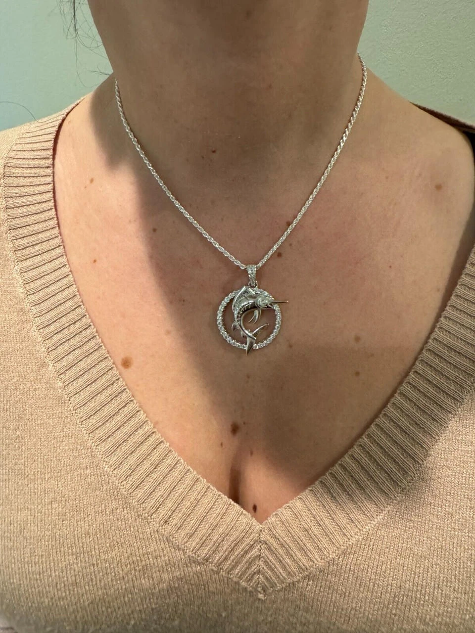 MOISSANITE 925 Silver / Gold Iced Swordfish Fishing Pendant Marlin Fish Necklace 9 MOISSANITE 925 Silver / Gold Iced Swordfish Fishing Pendant Marlin Fish Necklace - Image 7