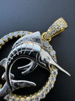 MOISSANITE 925 Silver / Gold Iced Swordfish Fishing Pendant Marlin Fish Necklace 31 MOISSANITE 925 Silver / Gold Iced Swordfish Fishing Pendant Marlin Fish Necklace -Harlem Bling Shop moissanite 925 silver gold iced swordfish fishing pendant marlin fish necklace 57122.1702443263