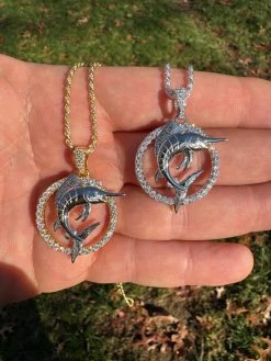 MOISSANITE 925 Silver / Gold Iced Swordfish Fishing Pendant Marlin Fish Necklace 35 MOISSANITE 925 Silver / Gold Iced Swordfish Fishing Pendant Marlin Fish Necklace -Harlem Bling Shop moissanite 925 silver gold iced swordfish fishing pendant marlin fish necklace 86382.1702443250