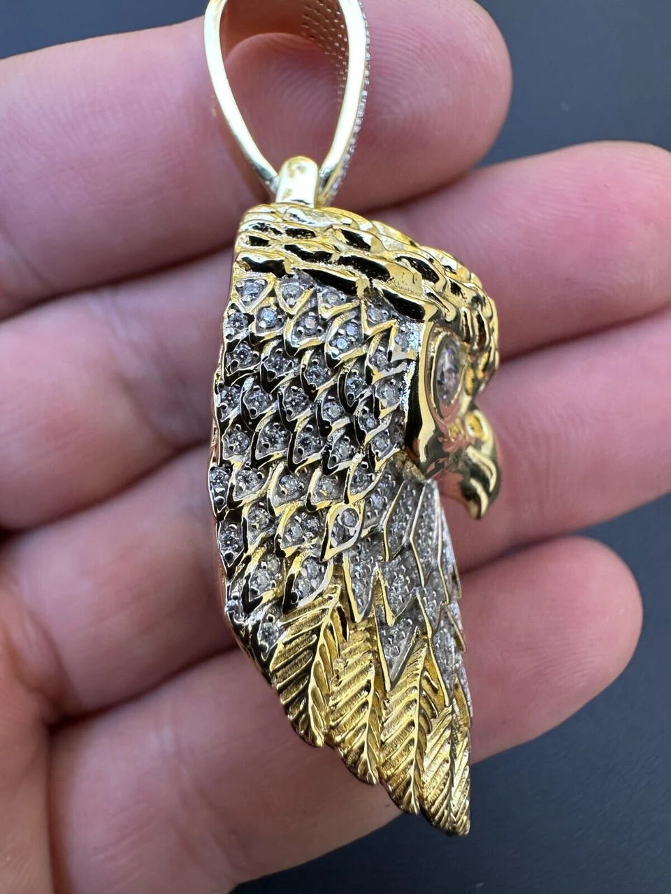 MOISSANITE 925 Silver Gold Plated Iced 3D Bald Eagle Pendant Hip Hop Necklace 21 MOISSANITE 925 Silver Gold Plated Iced 3D Bald Eagle Pendant Hip Hop Necklace - Image 19