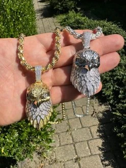 MOISSANITE 925 Silver Gold Plated Iced 3D Bald Eagle Pendant Hip Hop Necklace 24 MOISSANITE 925 Silver Gold Plated Iced 3D Bald Eagle Pendant Hip Hop Necklace -Harlem Bling Shop moissanite 925 silver gold plated iced 3d bald eagle pendant hip hop necklace 23403.1695433599
