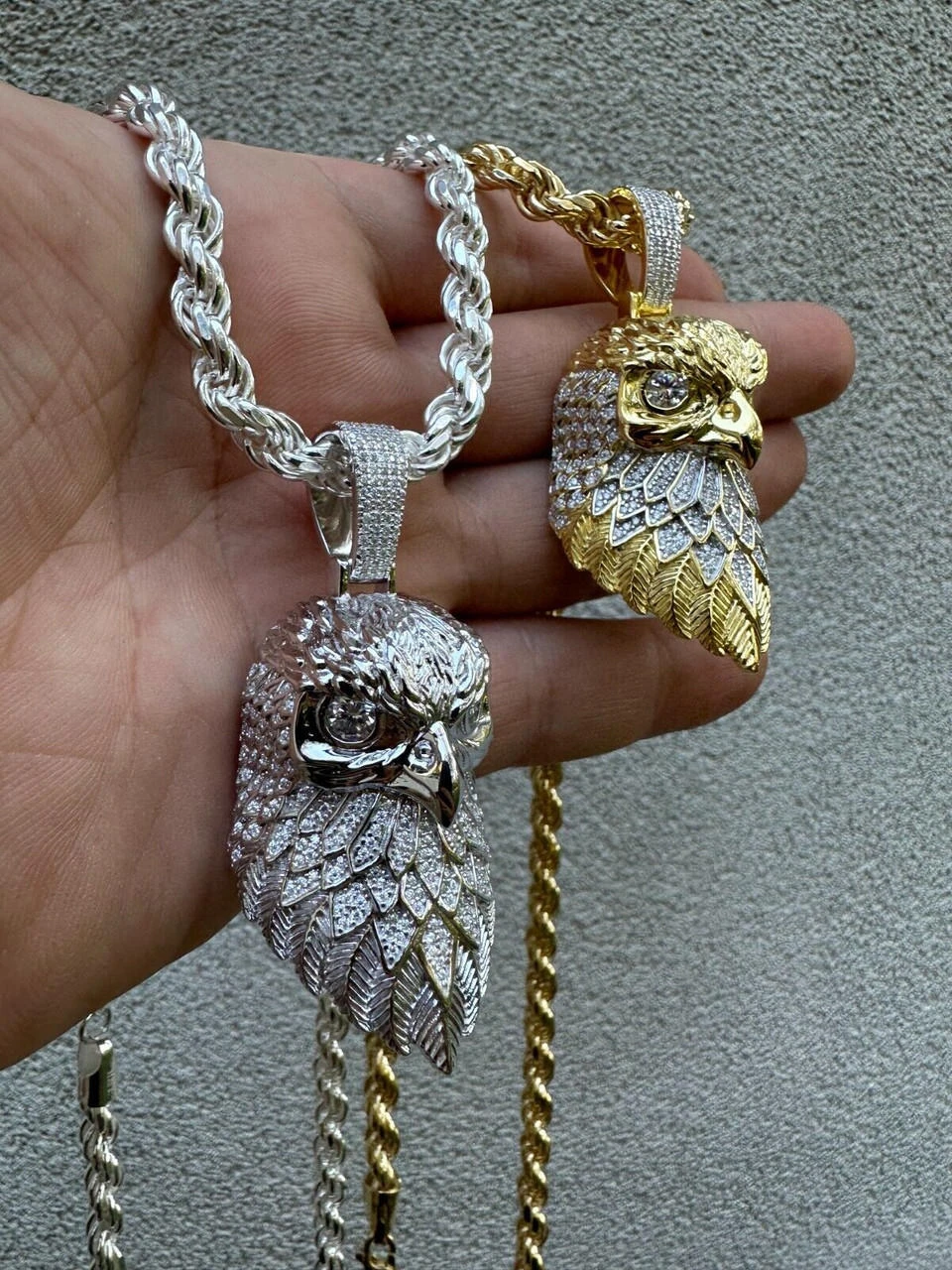 MOISSANITE 925 Silver Gold Plated Iced 3D Bald Eagle Pendant Hip Hop Necklace 10 MOISSANITE 925 Silver Gold Plated Iced 3D Bald Eagle Pendant Hip Hop Necklace - Image 8