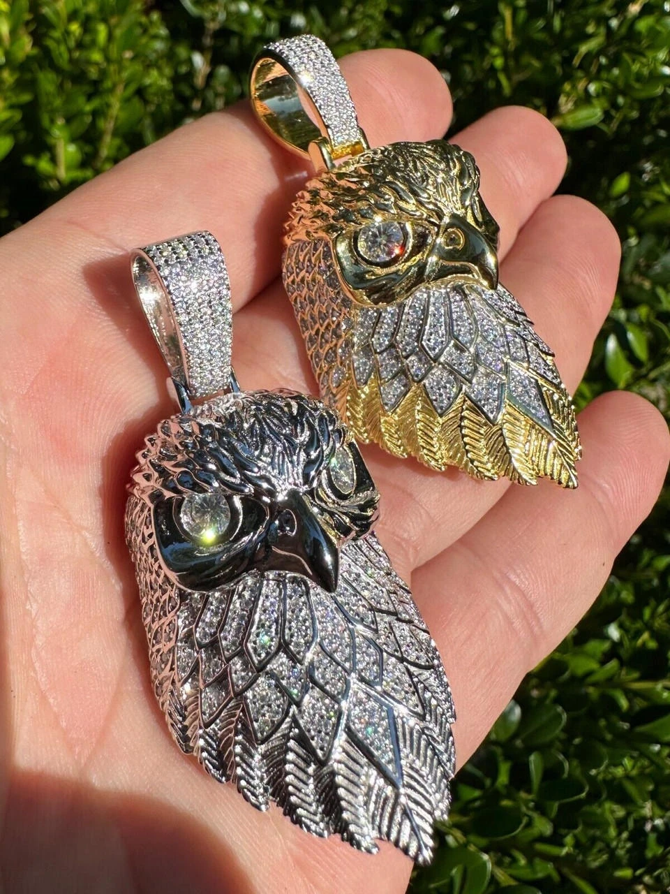 MOISSANITE 925 Silver Gold Plated Iced 3D Bald Eagle Pendant Hip Hop Necklace 4 MOISSANITE 925 Silver Gold Plated Iced 3D Bald Eagle Pendant Hip Hop Necklace - Image 2