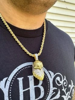 MOISSANITE 925 Silver Gold Plated Iced 3D Bald Eagle Pendant Hip Hop Necklace 25 MOISSANITE 925 Silver Gold Plated Iced 3D Bald Eagle Pendant Hip Hop Necklace -Harlem Bling Shop moissanite 925 silver gold plated iced 3d bald eagle pendant hip hop necklace 63471.1695433620