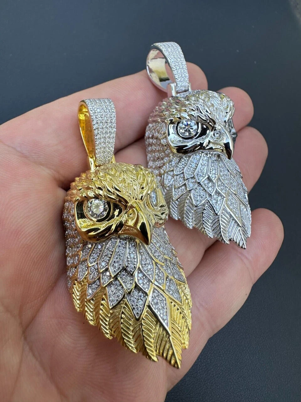 MOISSANITE 925 Silver Gold Plated Iced 3D Bald Eagle Pendant Hip Hop Necklace 13 MOISSANITE 925 Silver Gold Plated Iced 3D Bald Eagle Pendant Hip Hop Necklace - Image 11