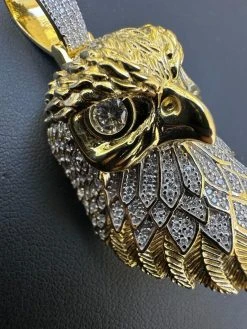 MOISSANITE 925 Silver Gold Plated Iced 3D Bald Eagle Pendant Hip Hop Necklace 27 MOISSANITE 925 Silver Gold Plated Iced 3D Bald Eagle Pendant Hip Hop Necklace -Harlem Bling Shop moissanite 925 silver gold plated iced 3d bald eagle pendant hip hop necklace 81594.1695433595