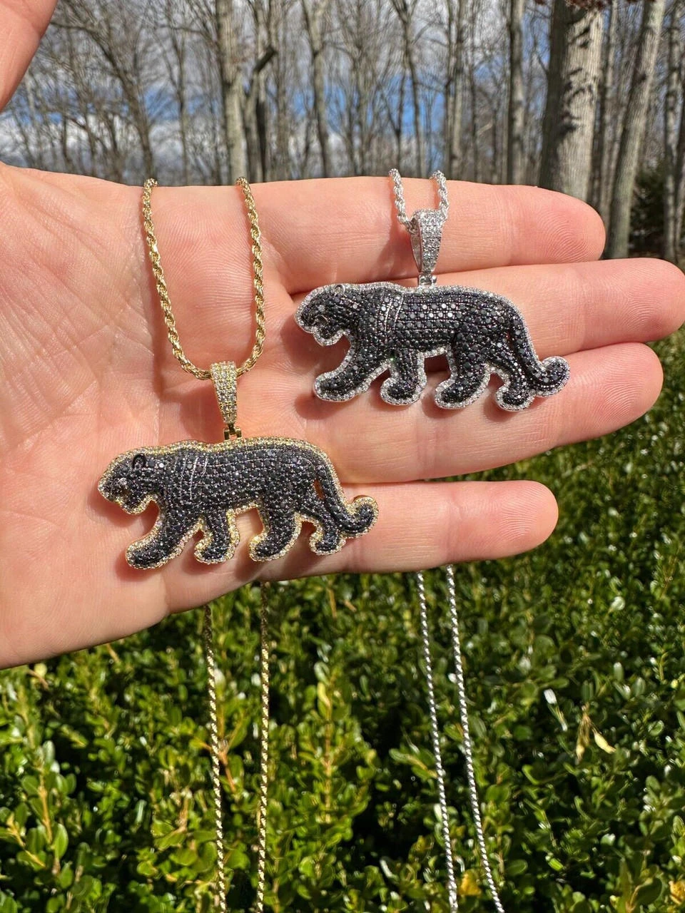 MOISSANITE 925 Silver/Gold Plated Iced Black Panther Jaguar Pendant Necklace 4 MOISSANITE 925 Silver/Gold Plated Iced Black Panther Jaguar Pendant Necklace - Image 2