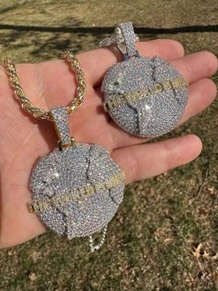 MOISSANITE 925 Silver/Gold Plated Iced World Is Mine Globe Map Pendant Necklace -Harlem Bling Shop moissanite 925 silvergold plated iced world is mine globe map pendant necklace 06985.1677436554