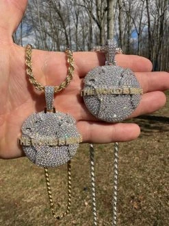 MOISSANITE 925 Silver/Gold Plated Iced World Is Mine Globe Map Pendant Necklace -Harlem Bling Shop moissanite 925 silvergold plated iced world is mine globe map pendant necklace 42413.1677436559