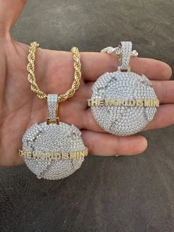 MOISSANITE 925 Silver/Gold Plated Iced World Is Mine Globe Map Pendant Necklace -Harlem Bling Shop moissanite 925 silvergold plated iced world is mine globe map pendant necklace 46914.1677436568