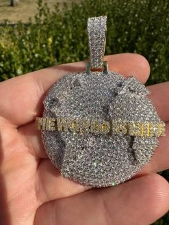 MOISSANITE 925 Silver/Gold Plated Iced World Is Mine Globe Map Pendant Necklace -Harlem Bling Shop moissanite 925 silvergold plated iced world is mine globe map pendant necklace 81133.1677436584