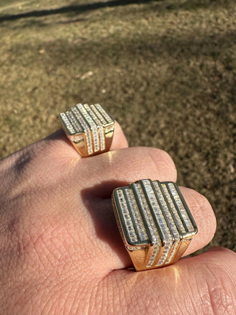 MOISSANITE Baguette Ring 14k Gold Over 925 Silver Iced Hip Hop Pass Diamond Test 4 MOISSANITE Baguette Ring 14k Gold Over 925 Silver Iced Hip Hop Pass Diamond Test - Image 2