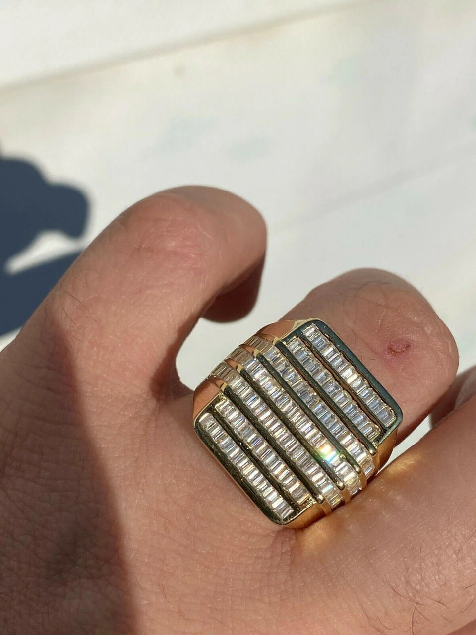 MOISSANITE Baguette Ring 14k Gold Over 925 Silver Iced Hip Hop Pass Diamond Test 11 MOISSANITE Baguette Ring 14k Gold Over 925 Silver Iced Hip Hop Pass Diamond Test - Image 9