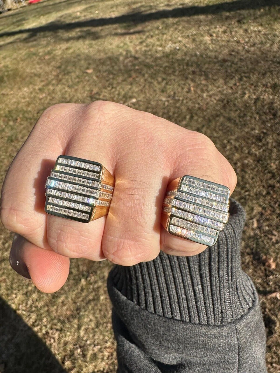 MOISSANITE Baguette Ring 14k Gold Over 925 Silver Iced Hip Hop Pass Diamond Test 5 MOISSANITE Baguette Ring 14k Gold Over 925 Silver Iced Hip Hop Pass Diamond Test - Image 3